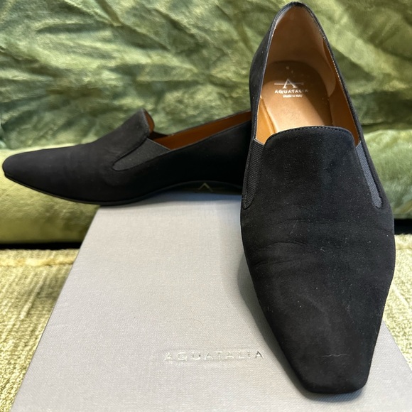 Aquatalia Women's Dark Suede Loafers - Picture 3 of 8